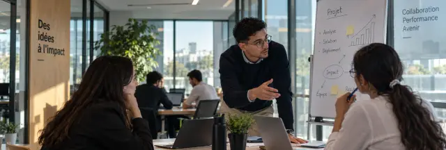 Équipe collaborative travaillant sur un projet de performance